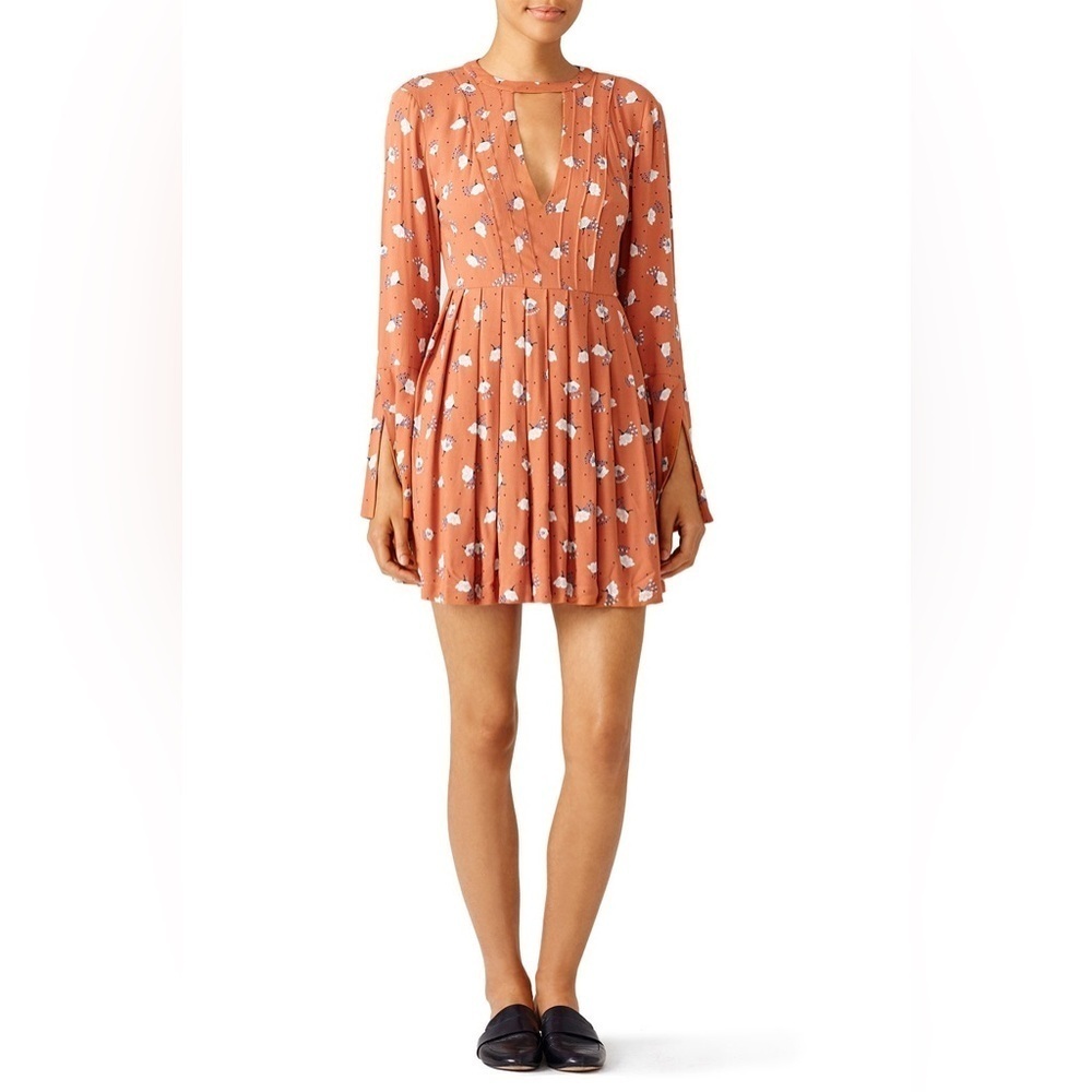 nwt Free People Printed Bohemian Tegan Mini Dress in Rust Floral size 4 Small - Picture 2 of 7